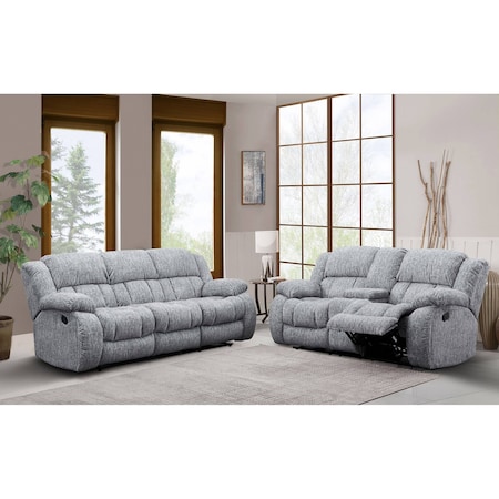 Global Furniture Usa Transitional Zaftig Fabric U250 Grey Reclining Sofa/Console Reclining Loveseat 4639